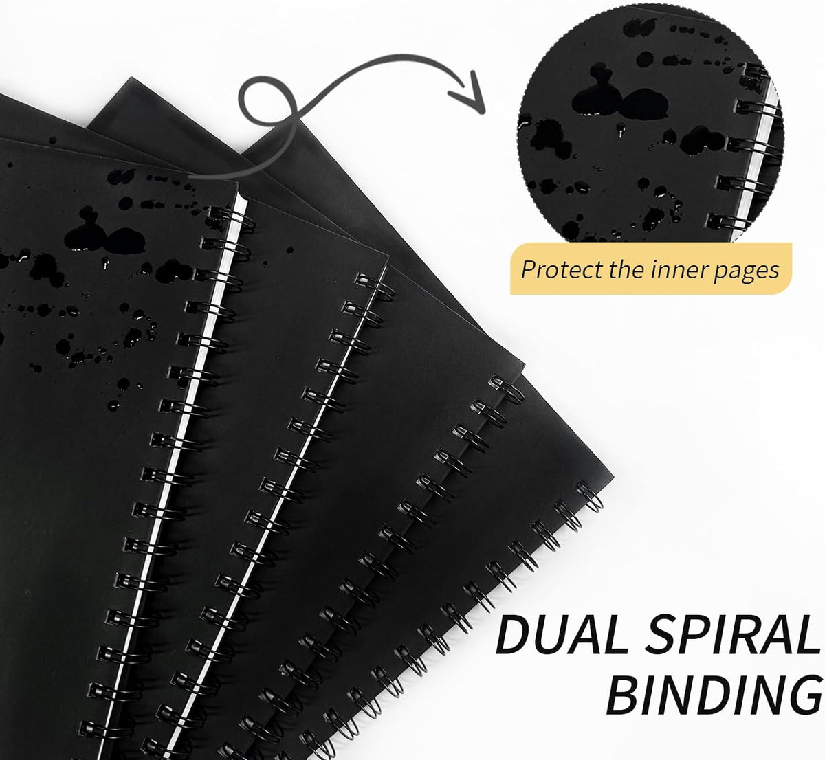 Lined Spiral Notebook B5 Hardcover Black Journal 100GSM 7x10