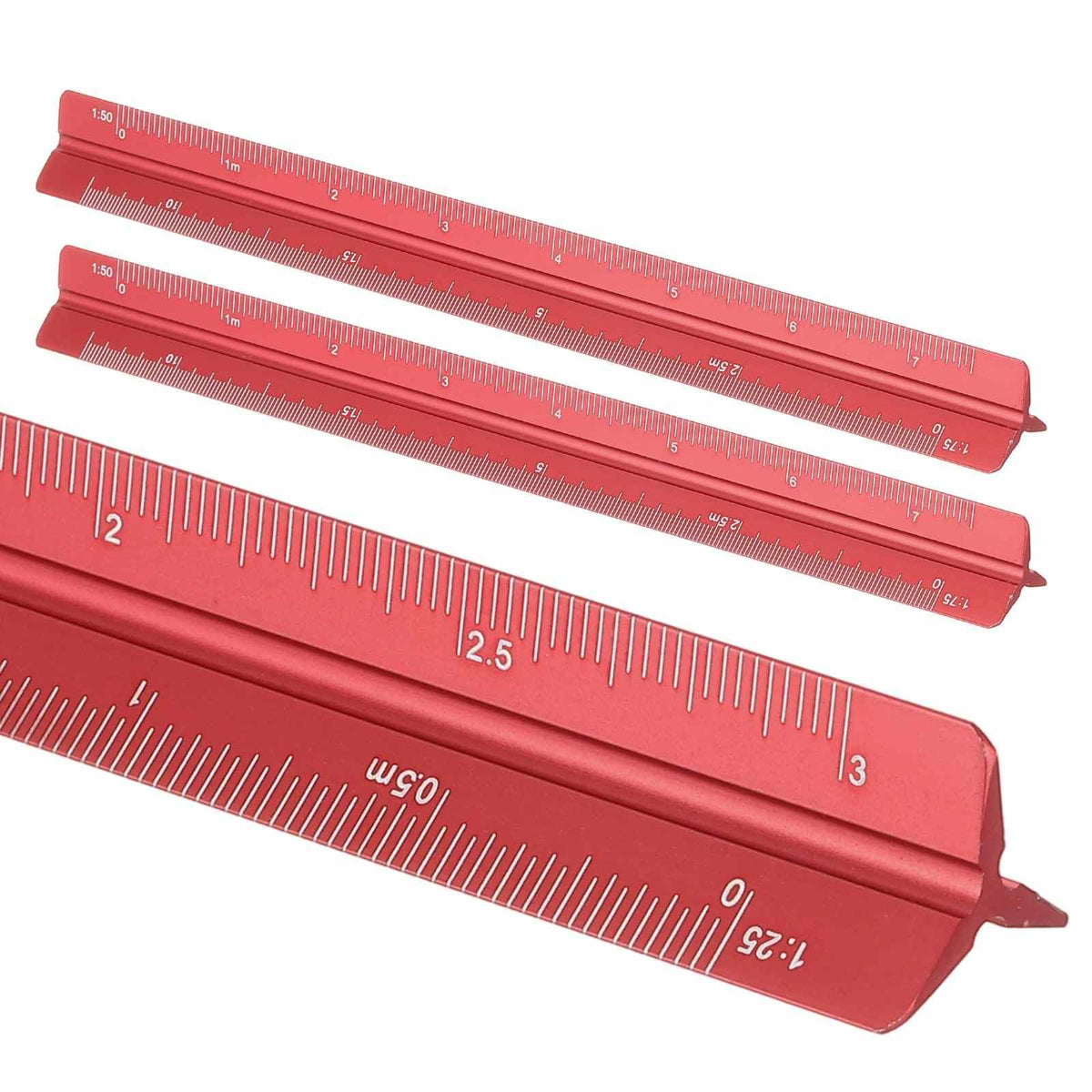 HARFINGTON 2 Pcs Architectural Scale Ruler, 12 Inch Metric Aluminum Alloy Architect Triangular Small Scale Laser-Etched Blueprint Drafting Ruler for Architects Engineers, Green