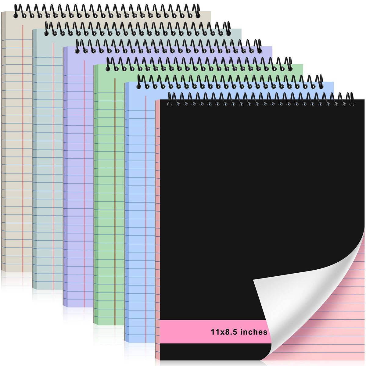 Resurhang 6 Pcs Top Spiral Notebooks,8.5 x 11 Inches,No Holes,White