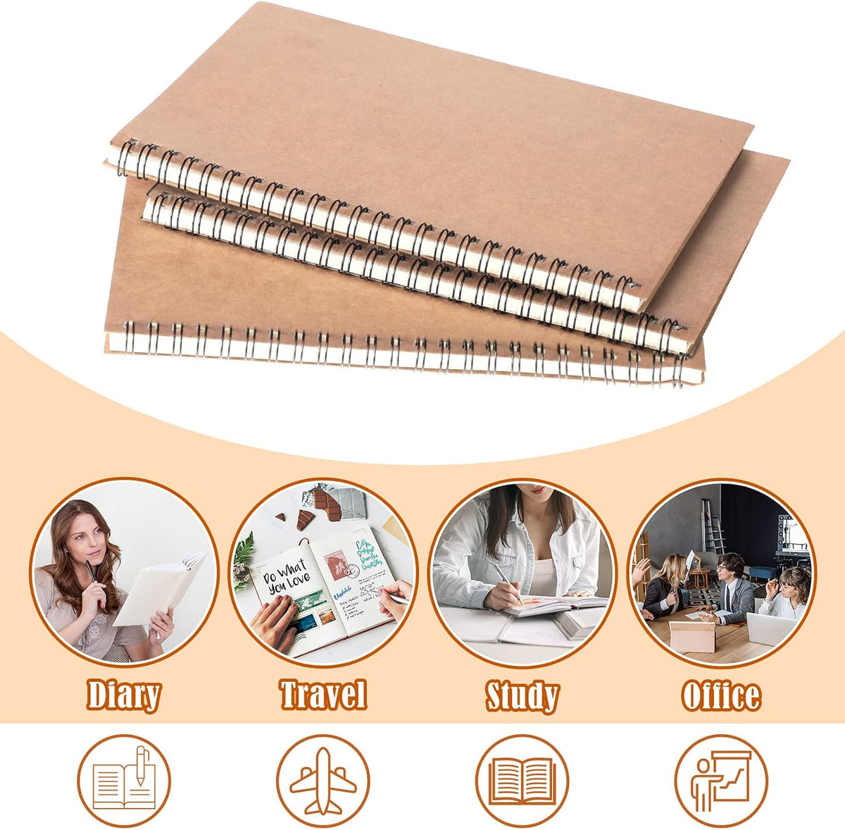 36 Packs A5 Spiral Notebook Hardcover Ruled Notebooks Soft Cover Spiral Journal College Writing Subject Lined Notebook 5.5 x 8.3 Inch 50 Sheets 100 Pages Lined Paper for Office School (Brown)