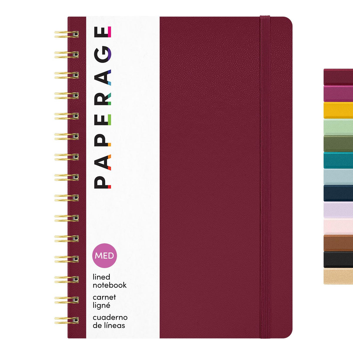 PAPERAGE Lined Spiral Journal Notebook, (Burgundy, Navy, Olive Green), 3 Pack, 160 Pages, Medium 5.5 inches x 8 inches - 100 GSM Thick Paper, Hardcover, Double-Wire Spiral Journal & Notebook