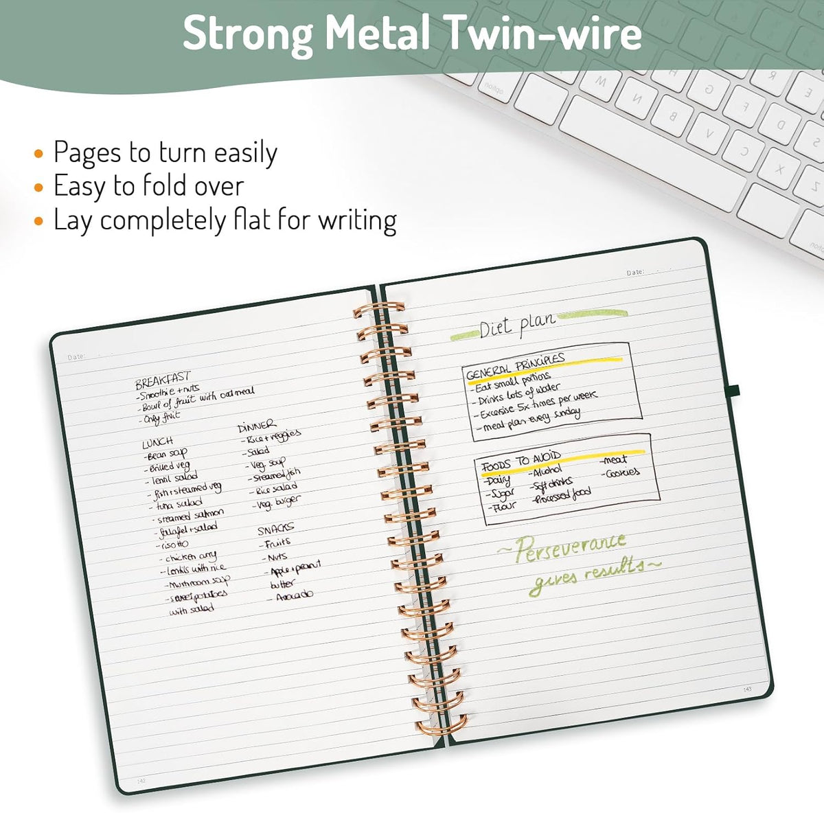 Forvencer Lined Spiral Journal Notebook with 300 Numbered Pages, B5