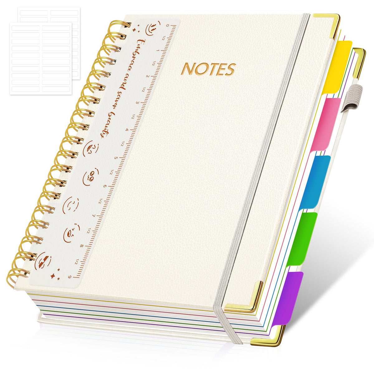 Hardcover Multi Subject Spiral Notebook with Tabs, Large B5 for Work