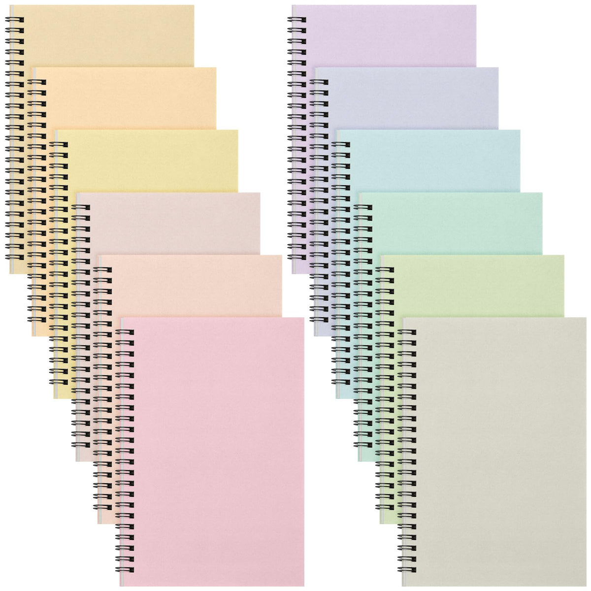 Fuutreo 12 Pcs Spiral Notebook for Work, 8.3 x 5.7 Candy Color, Classic