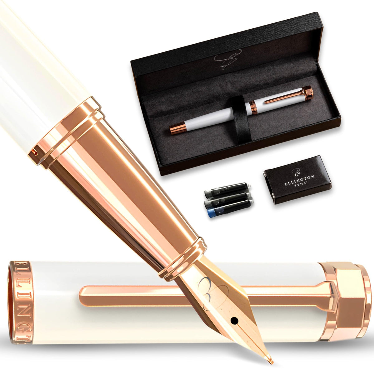 Luxury Fountain Pen Set for Writing, Refillable Ink Converter, Gift Box