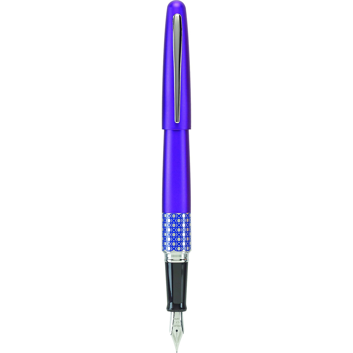 PILOT MR Retro Pop Collection Fountain Pen in Gift Box, Purple Barrel with Elipse Accent, Medium Point Stainless Steel Nib, Refillable Black Ink (91444)