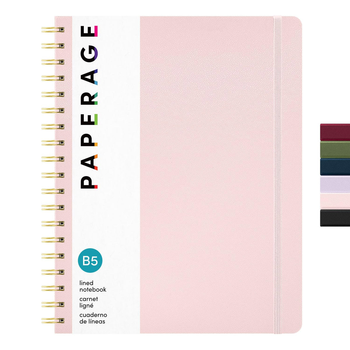 PAPERAGE Lined Spiral Journal Notebook, (Burgundy, Navy, Olive Green), 3 Pack, 160 Pages, Medium 5.5 inches x 8 inches - 100 GSM Thick Paper, Hardcover, Double-Wire Spiral Journal & Notebook