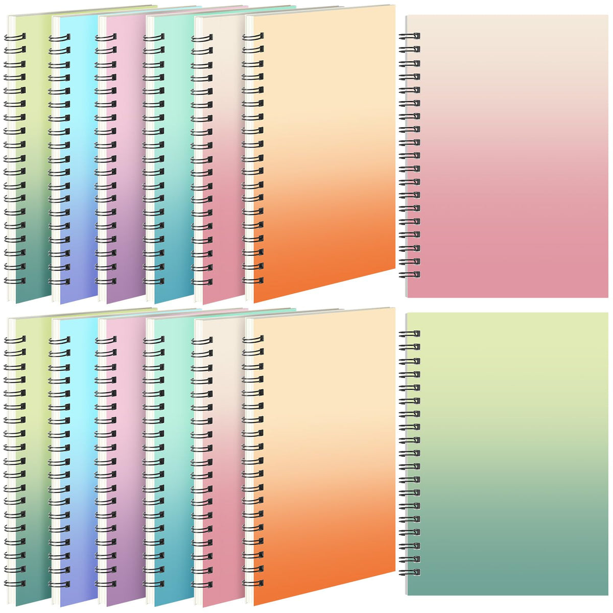 Leelosp 12 Pcs Small Spiral Notebook,Rainbow,5 x 7 Inch