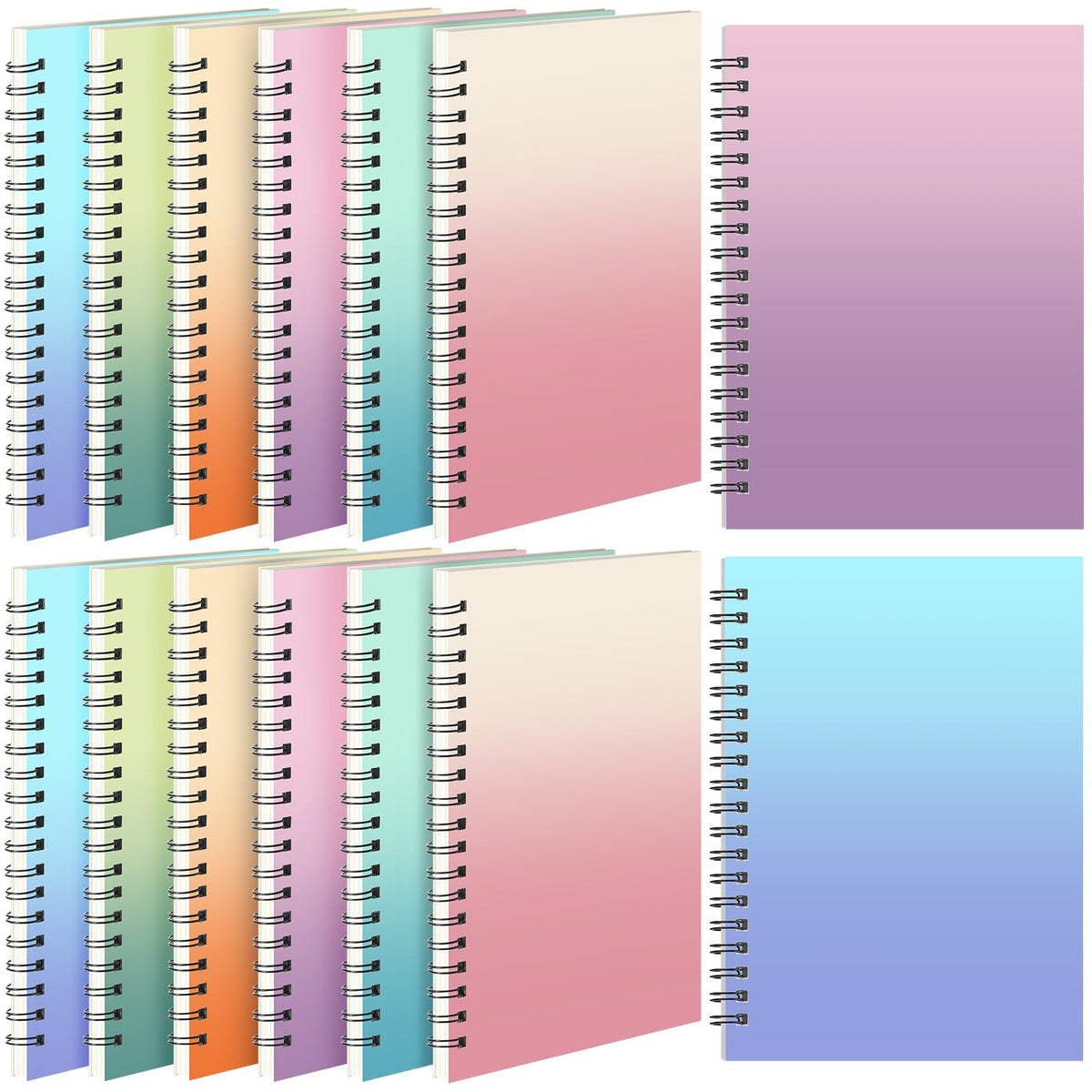 Leelosp 12 Pcs Small Spiral Notebook,Rainbow,5 x 7 Inch