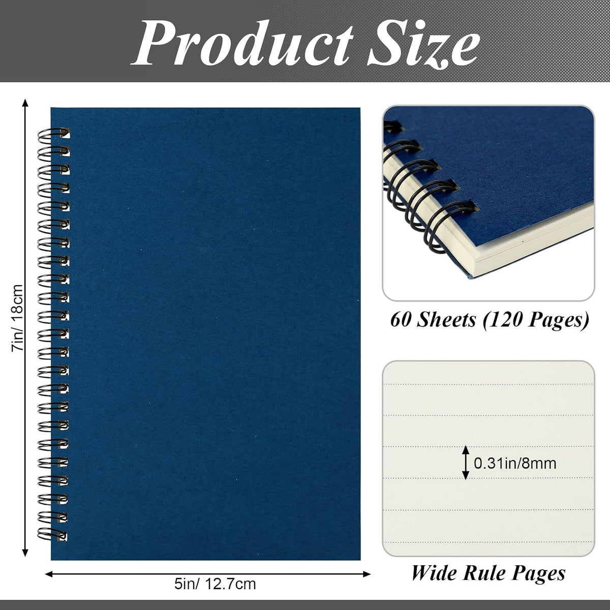 Leelosp 12 Pcs Small Spiral Notebook,Rainbow,5 x 7 Inch