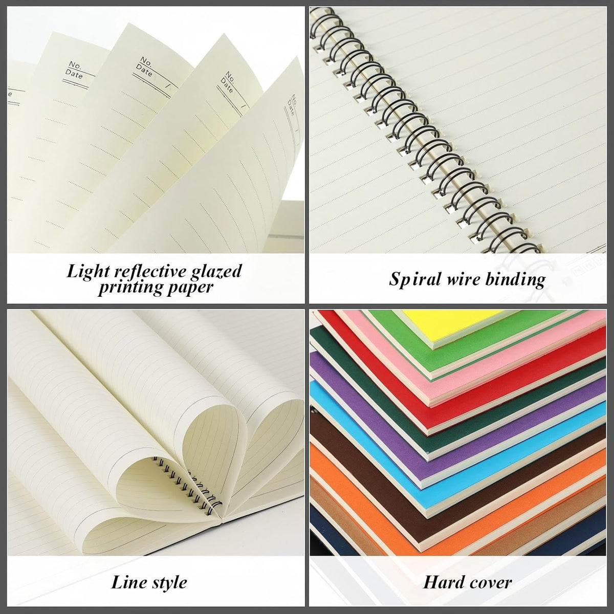 Leelosp 12 Pcs Small Spiral Notebook,Rainbow,5 x 7 Inch