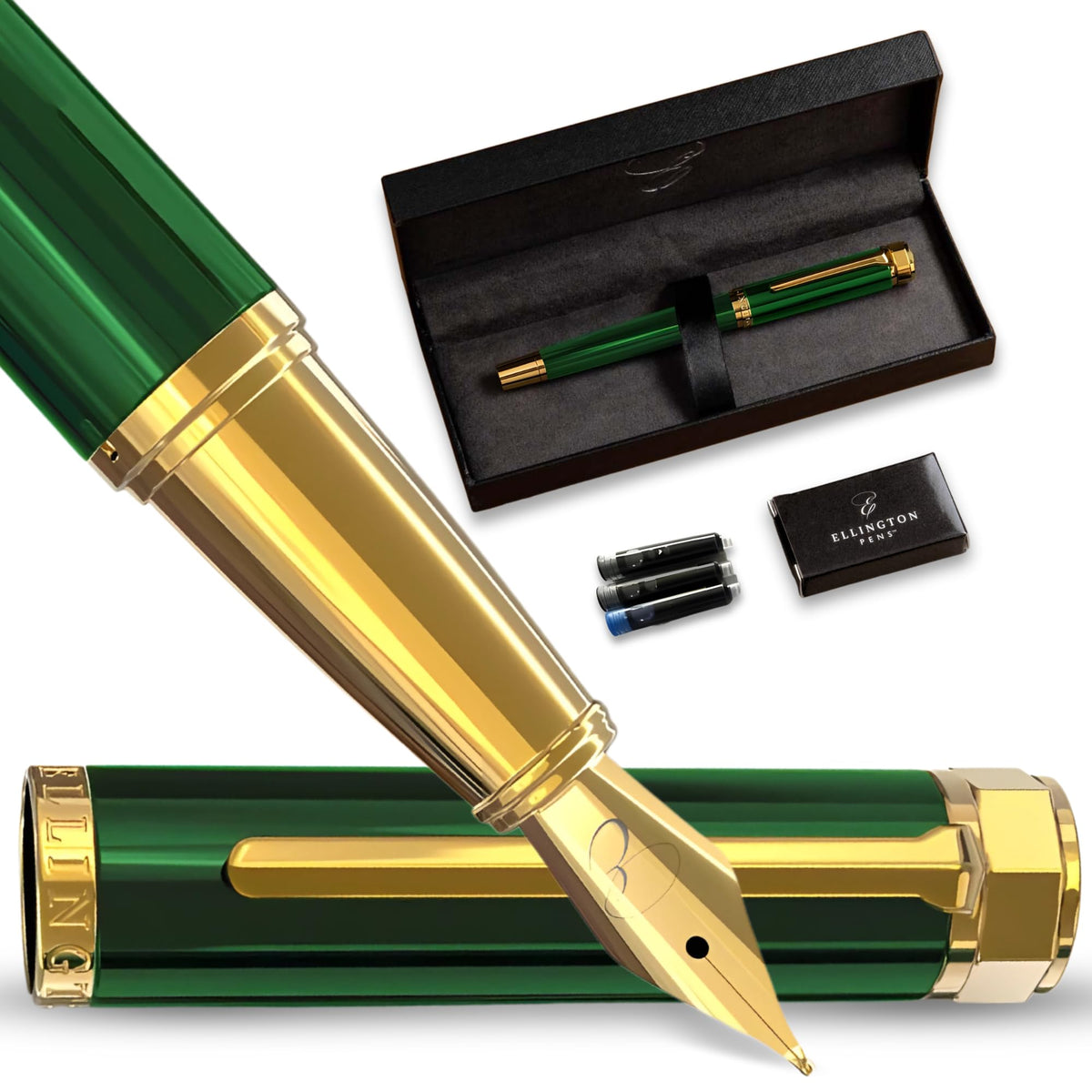 Luxury Fountain Pen Set for Writing, Refillable Ink Converter, Gift Box