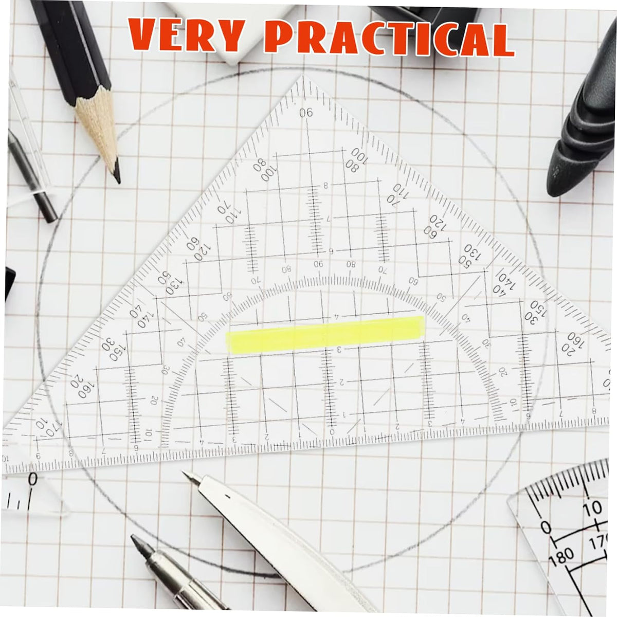 5pcs Plastic Triangle Ruler Set for Math Drawing and Geometry