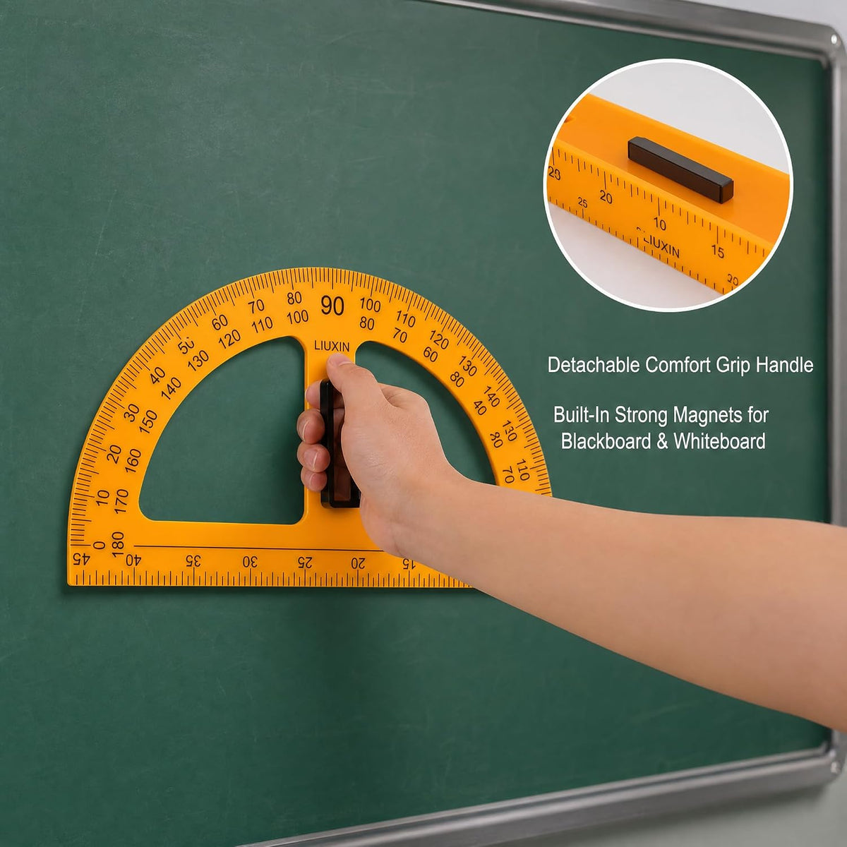 39 Inch Strong Magnetic Straight Ruler and Protractor Geometry Teaching Kit