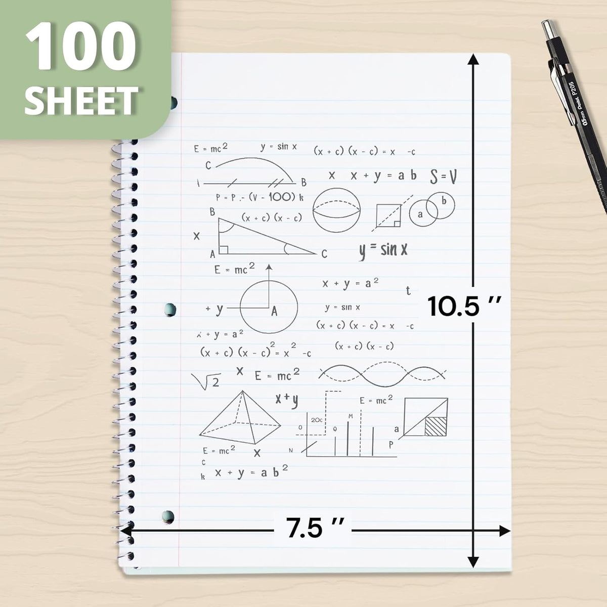 ONAVIA 1 Subject Spiral Notebook College Ruled Bulk, 140 Pages, Assorted