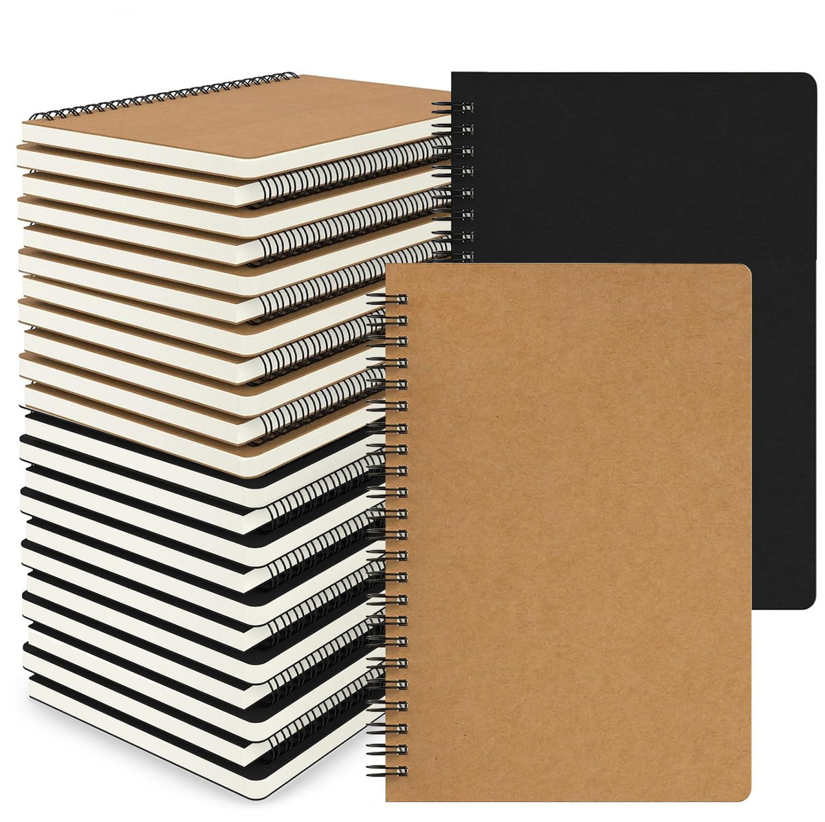 EUSOAR Spiral Ruled Notebook, A5 3packs 5.5"X8.3" 120 Pages Lined Travel Writing Notebooks Journal, Memo Notepad Sketchbook, Office Business Subject Diary Ruled Spiral Book Journal-Coffee Cover