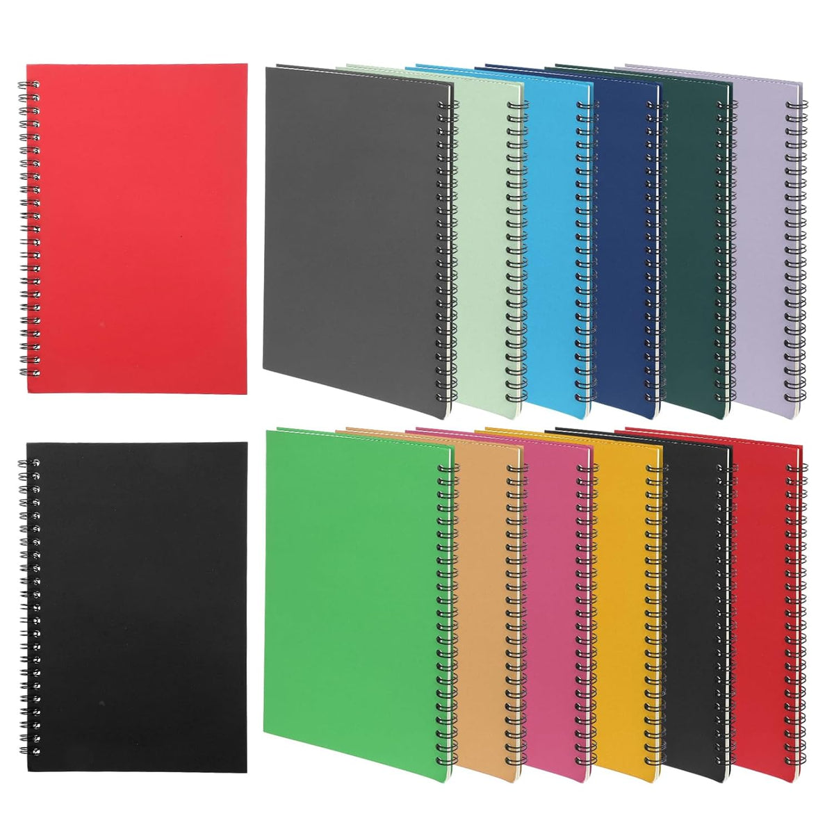 Nodaaiie 12 Pack A5 Spiral Notebook, College Ruled, 120 Pages, 12 Colors Spiral Journal for Office, Students, Business, Journal, Note Taking, 8.3 x 5.7 Inch