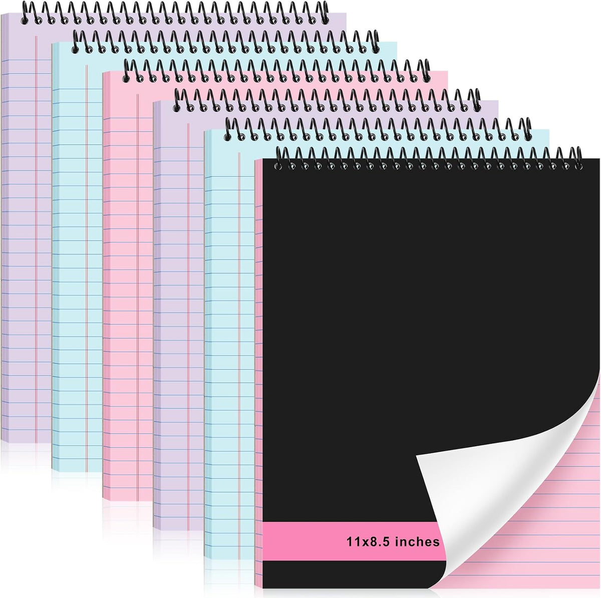 Resurhang 6 Pcs Top Spiral Notebooks,8.5 x 11 Inches,No Holes,White