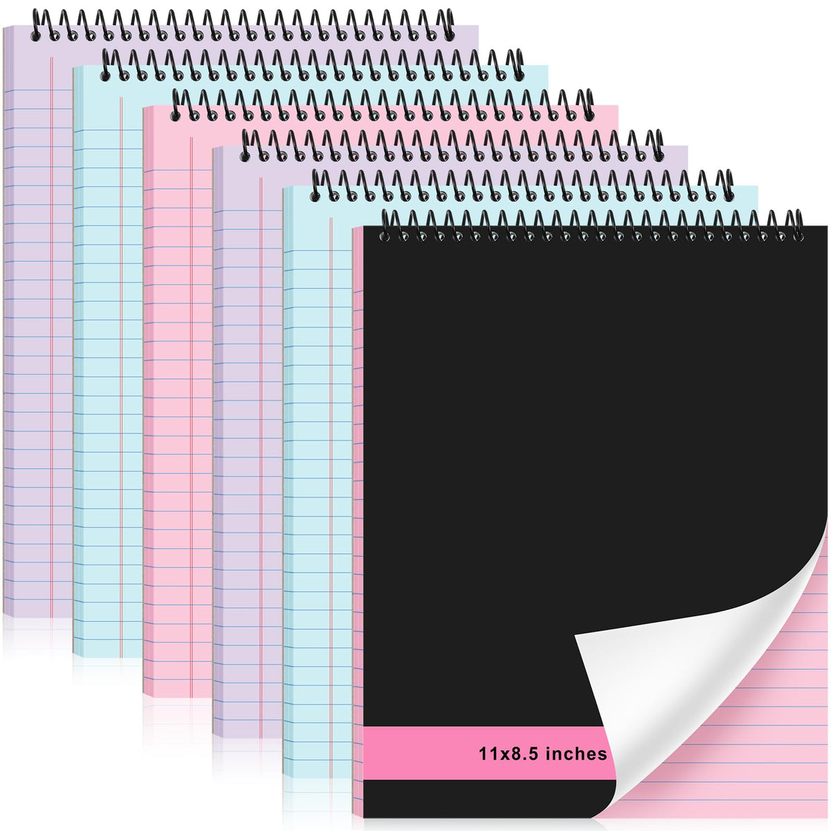 Resurhang 6 Pcs Top Spiral Notebooks,8.5 x 11 Inches,No Holes,White