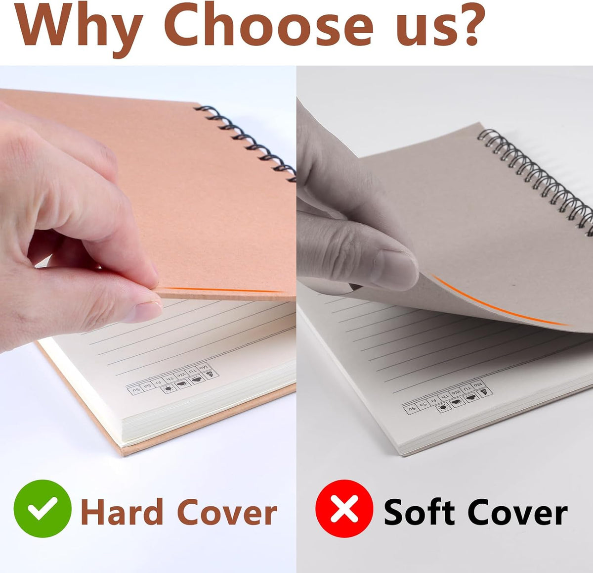 A5 Spiral Notebook, 6 Pack 200 Pages Journal with Kraft Hard Cover