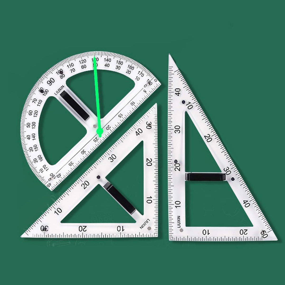 Magnetic Geometry Math Ruler Set for Classroom, Large Protractor, Triangle & Measuring Rulers, Magnetic Blackboard Tools for Teachers & Students Enhances Math Learning, 5pc