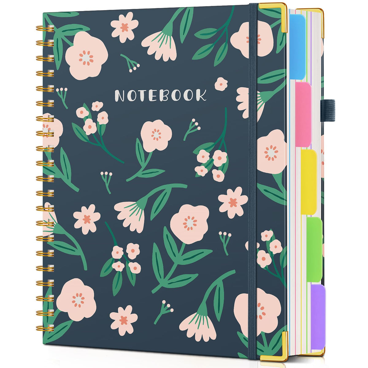 Large Spiral Notebook Journal 8.5"x11" with Divider Tabs, 300 Pages 5 Subject Notebooks for Work School, Cute Lined Journal for Women, A4 Hardcover Spiral Notebook College Ruled,ColorfulTreeofLife