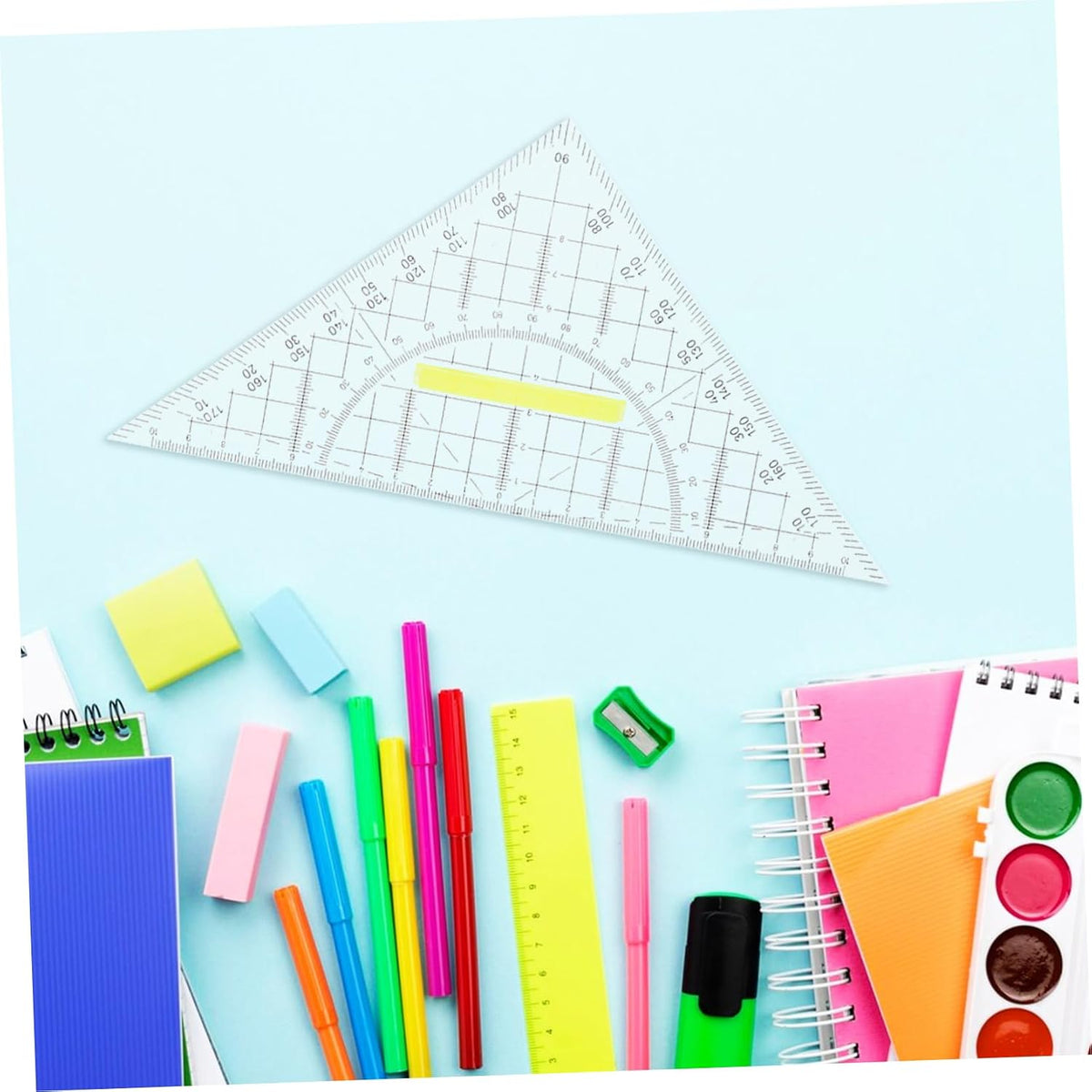 Plastic Geometry Set Drawing Triangle Rulers for Precise Angles 5pcs