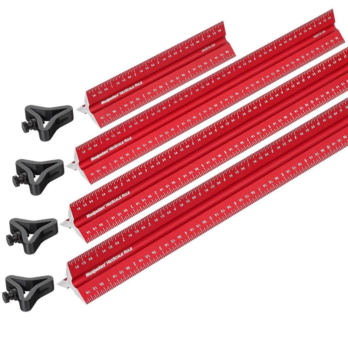 Woodpeckers Hexscale Rule, 36 Inch / 900MM, 6-in-1 Woodworking Ruler with Stop, Inch, Metric & Centering Scales, R2L & L2R Measuring, Architect Style