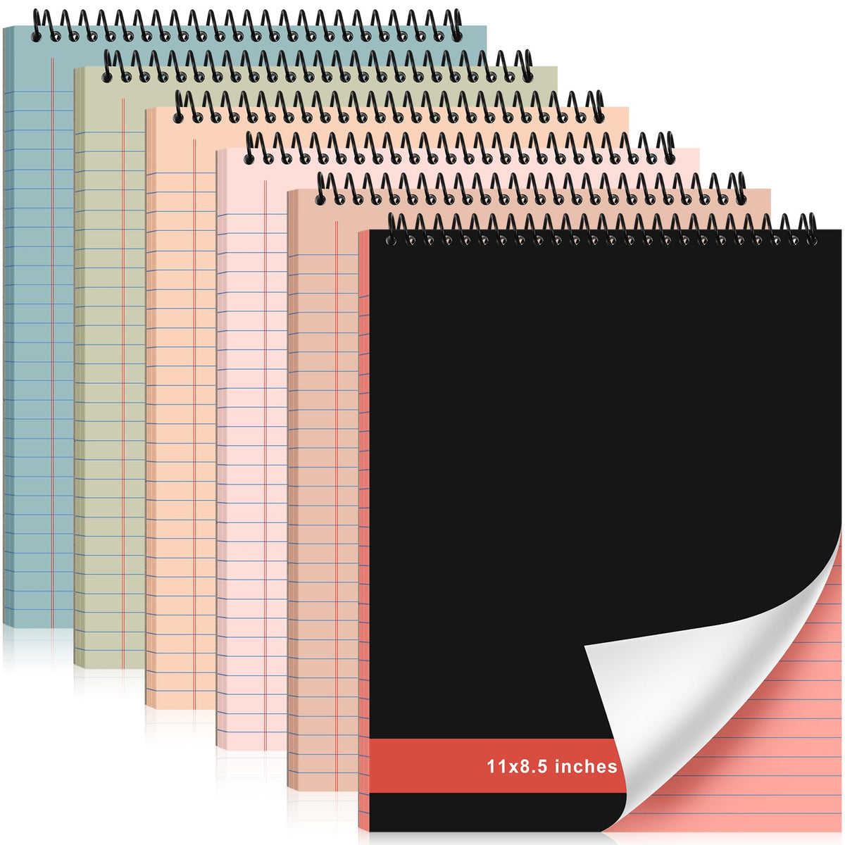Resurhang 6 Pcs Top Spiral Notebooks,8.5 x 11 Inches,No Holes,White