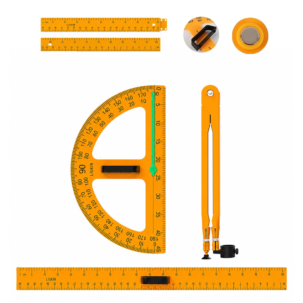 39 Inch Strong Magnetic Straight Ruler and Protractor Geometry Teaching Kit