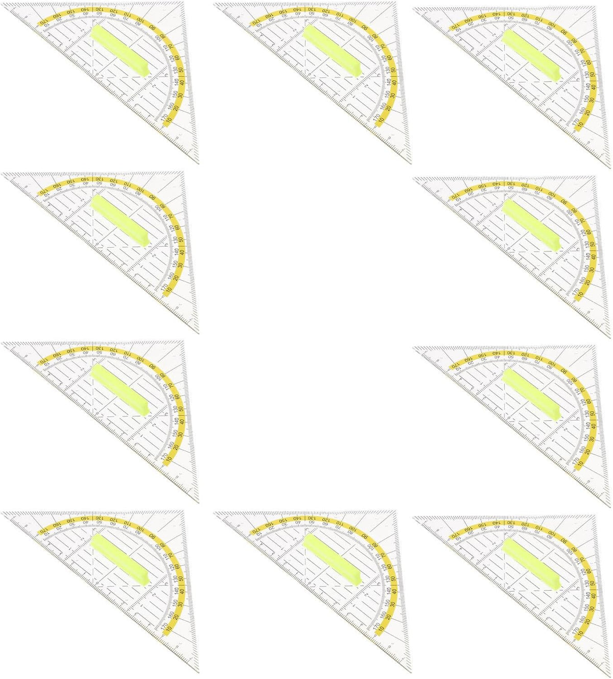10pcs Plastic Triangle Protractor Set with Handle