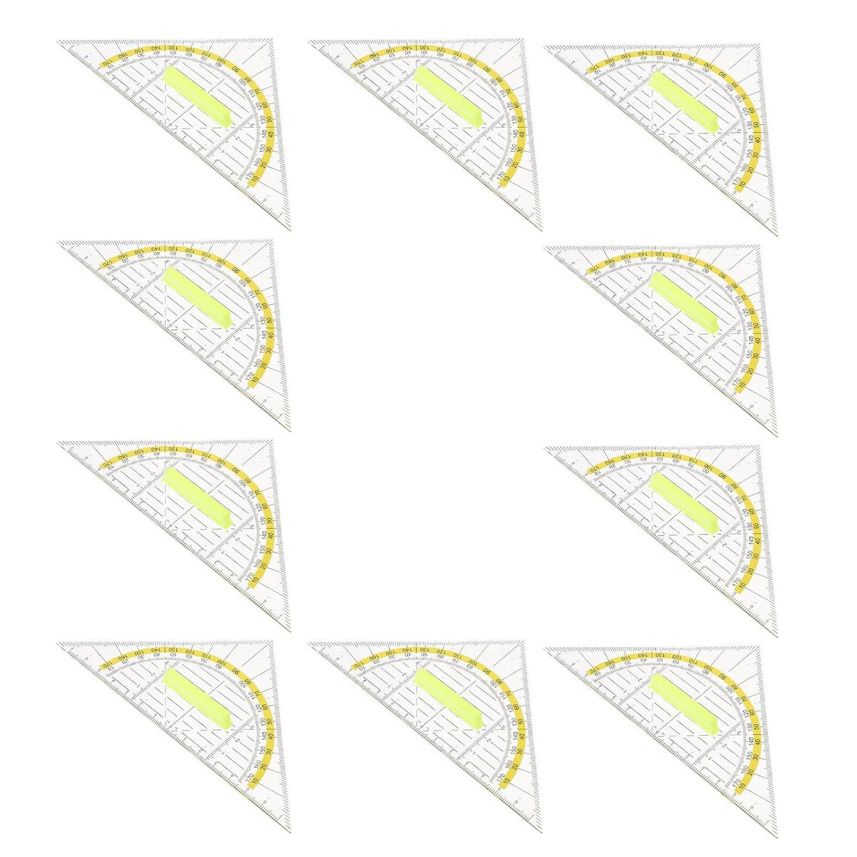 10pcs Plastic Triangle Ruler with Handle, Geometry Set for School