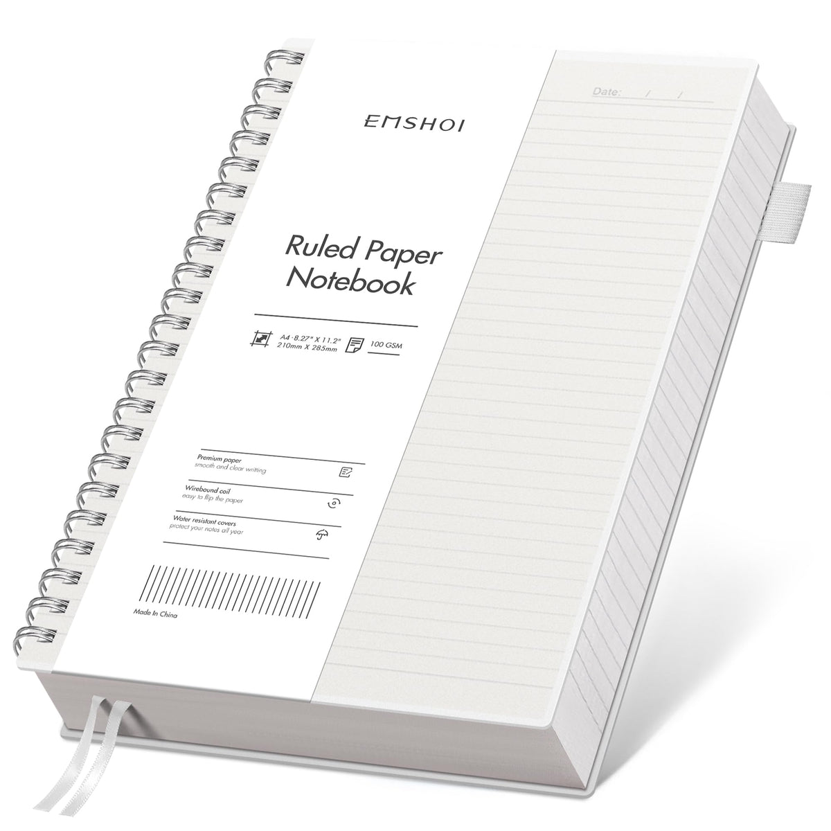 EMSHOI Lined Spiral Journal Notebook, 300 Pages, A5 Size (5.7'' x 8.2'')