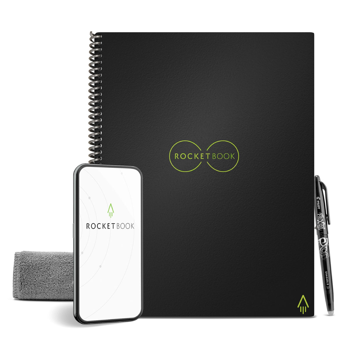 Rocketbook Core Reusable Smart Notebook, Letter Size 8.5x11, Black