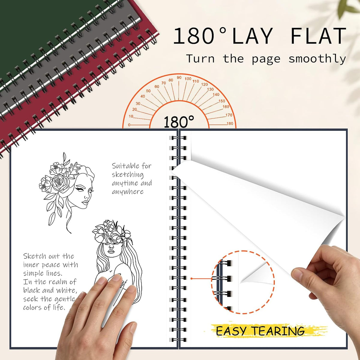 Lined Spiral Notebook 8.5"x11" 4 Pack Hardcover Journal 100GSM