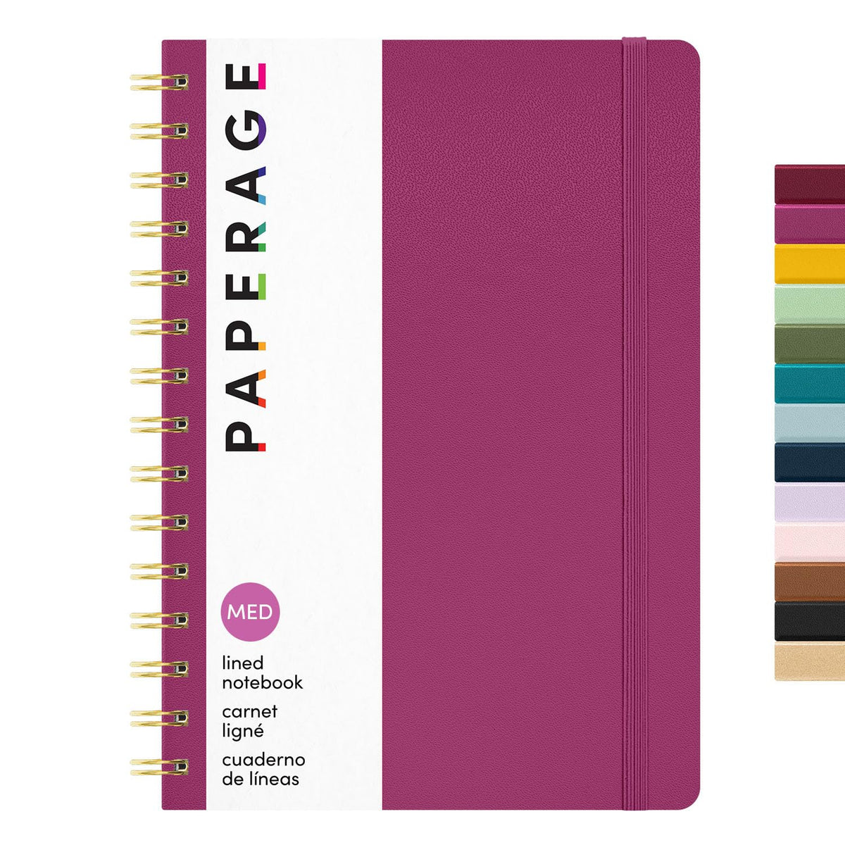 PAPERAGE Lined Spiral Journal Notebook, (Burgundy, Navy, Olive Green), 3 Pack, 160 Pages, Medium 5.5 inches x 8 inches - 100 GSM Thick Paper, Hardcover, Double-Wire Spiral Journal & Notebook