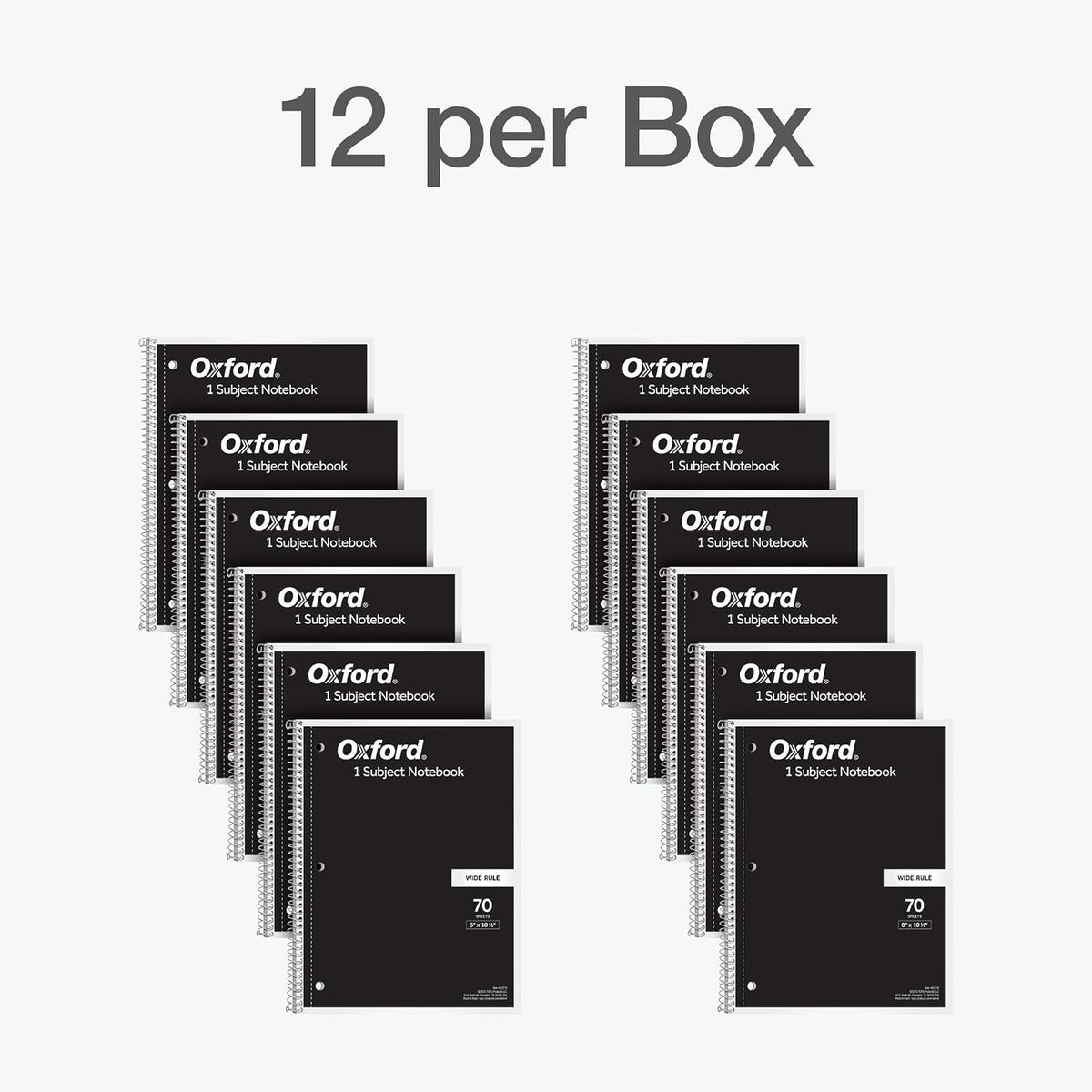 Oxford Spiral Notebook Bulk 12 Pack, 1 Subject, College Ruled, Black
