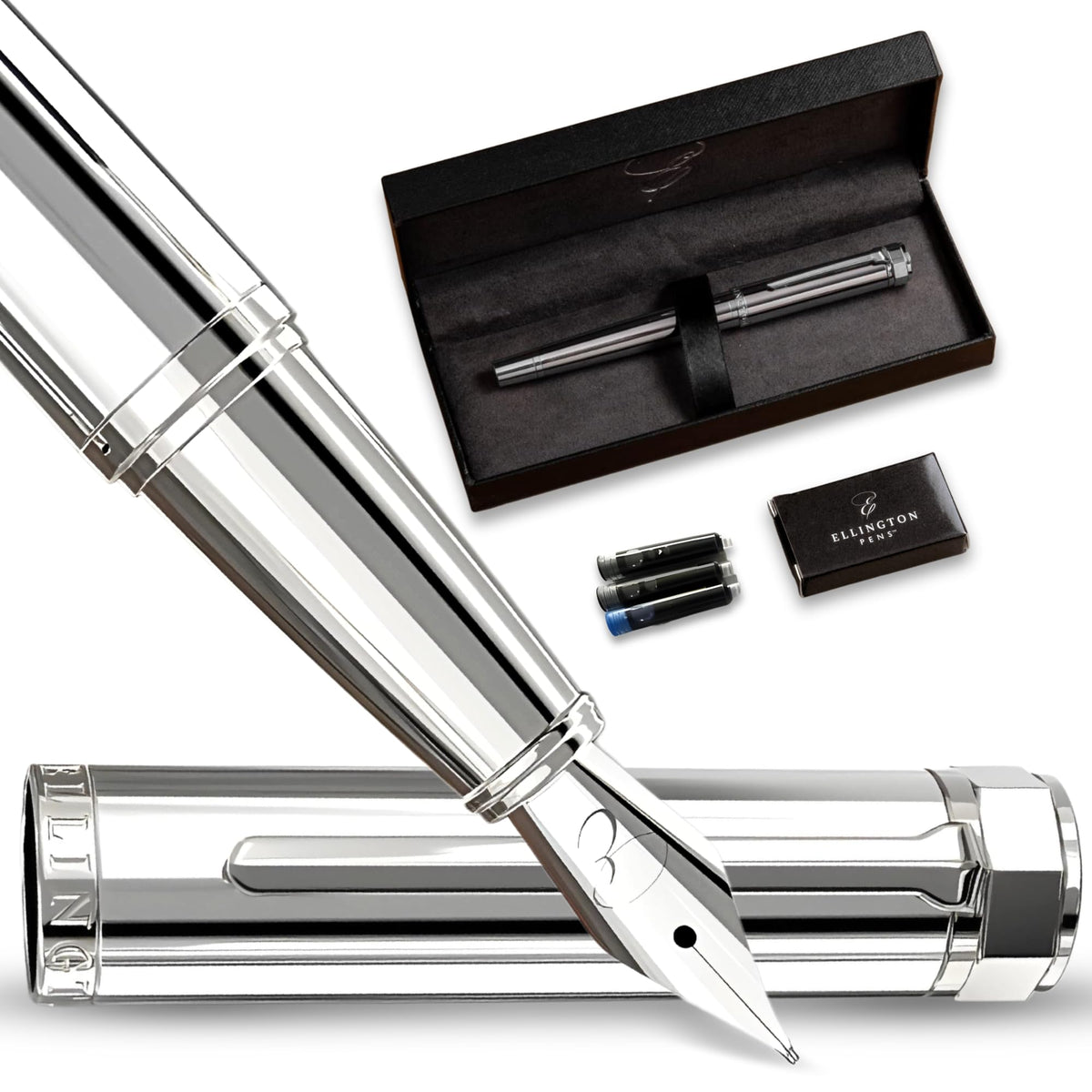 Luxury Fountain Pen Set for Writing, Refillable Ink Converter, Gift Box