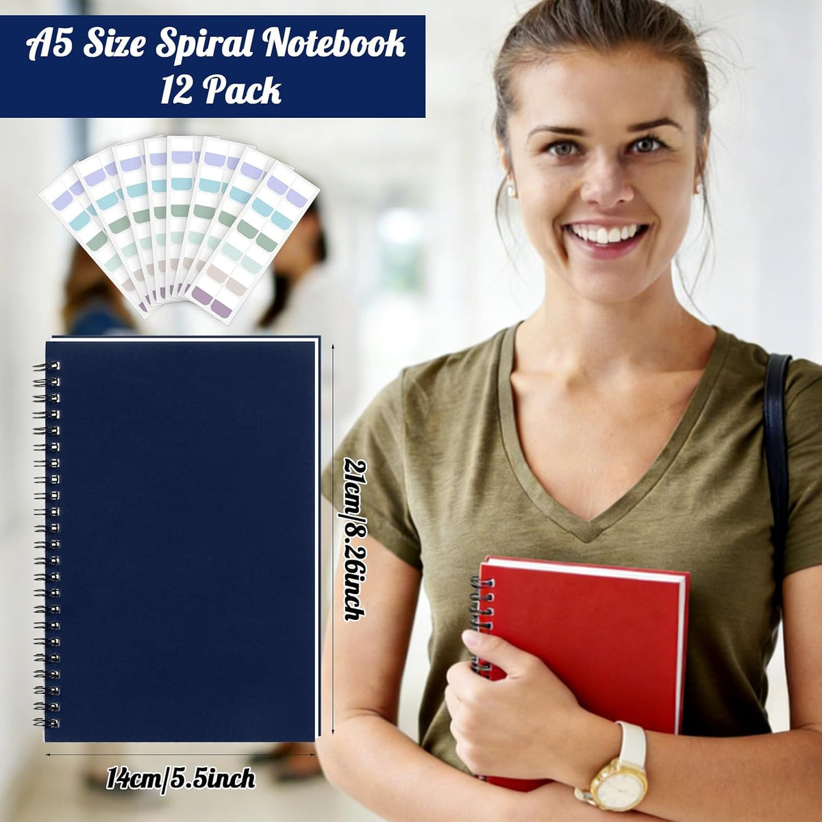Retainbre 12 Pack Small Spiral Notebook 5.5x8.3 for Work School Office