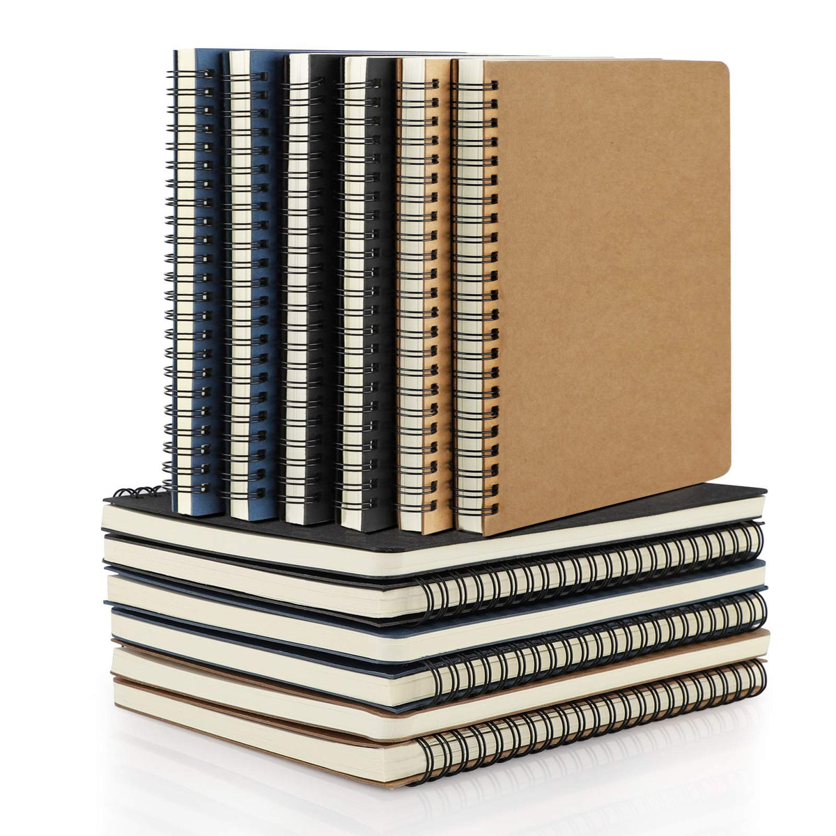 EUSOAR Spiral Ruled Notebook, A5 3packs 5.5"X8.3" 120 Pages Lined Travel Writing Notebooks Journal, Memo Notepad Sketchbook, Office Business Subject Diary Ruled Spiral Book Journal-Coffee Cover