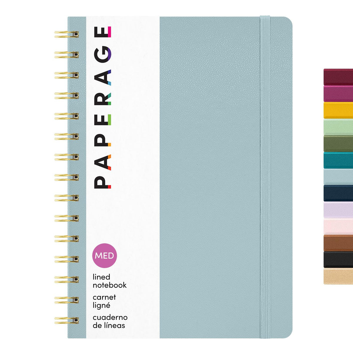 PAPERAGE Lined Spiral Journal Notebook, (Burgundy, Navy, Olive Green), 3 Pack, 160 Pages, Medium 5.5 inches x 8 inches - 100 GSM Thick Paper, Hardcover, Double-Wire Spiral Journal & Notebook