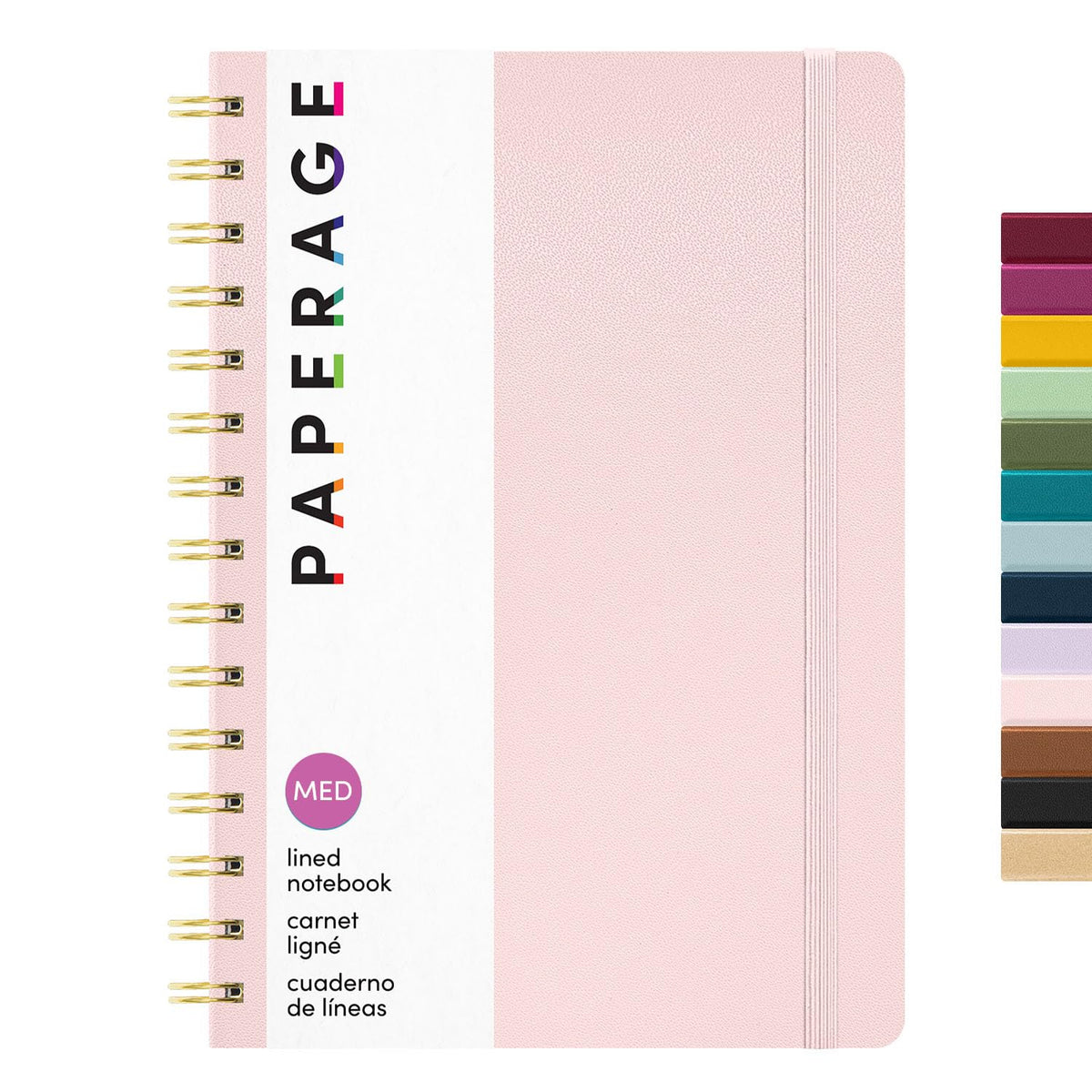 PAPERAGE Lined Spiral Journal Notebook, (Burgundy, Navy, Olive Green), 3 Pack, 160 Pages, Medium 5.5 inches x 8 inches - 100 GSM Thick Paper, Hardcover, Double-Wire Spiral Journal & Notebook