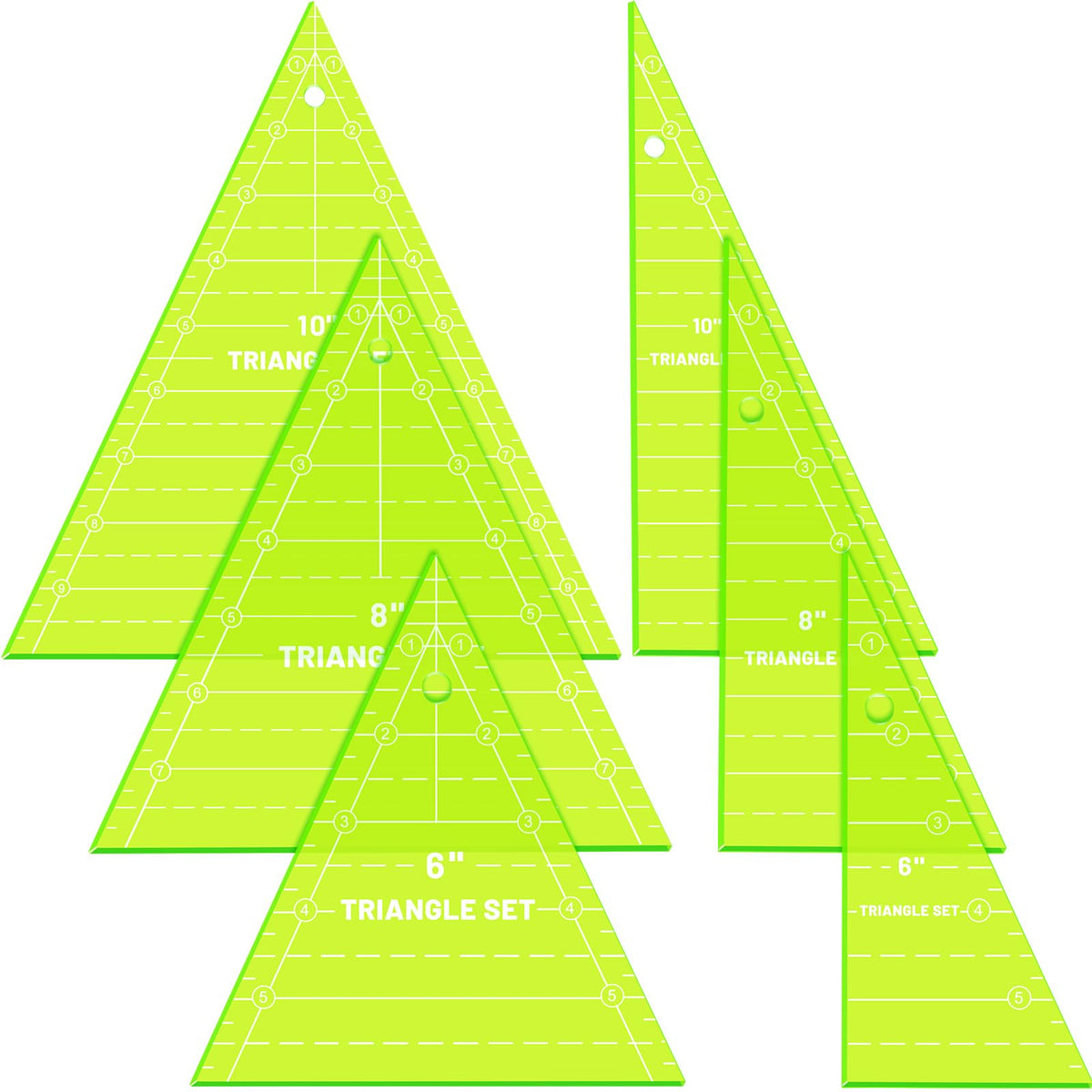 Kigley 3 Set Tall Triangle Rulers for Quilting 6 8 10 Inch Wedge Triangle & Wing Quilting Rulers and Templates Acrylic Quilt Templates for Sewing Layer Cake Patchwork Cutting Pattern DIY Craft