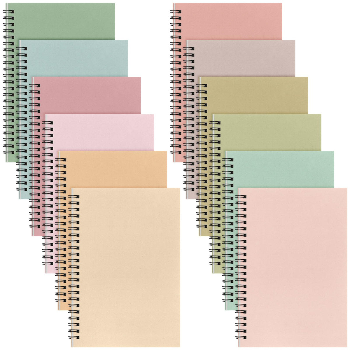 Fuutreo 12 Pcs Spiral Notebook for Work, 8.3 x 5.7 Candy Color, Classic