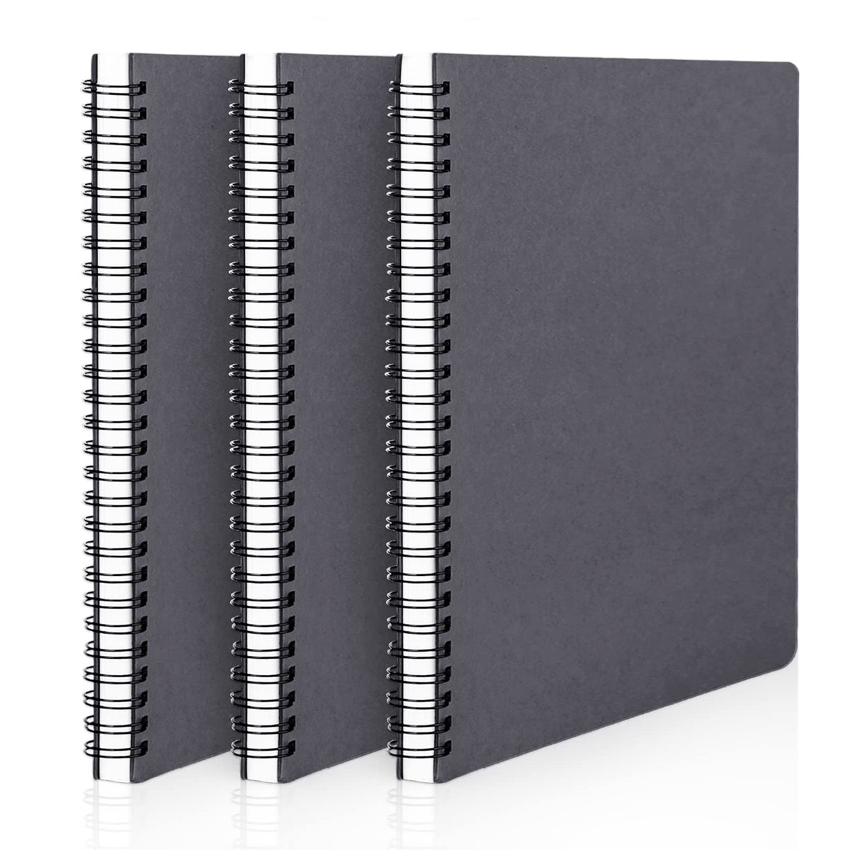 EUSOAR Spiral Ruled Notebook, A5 3packs 5.5"X8.3" 120 Pages Lined Travel Writing Notebooks Journal, Memo Notepad Sketchbook, Office Business Subject Diary Ruled Spiral Book Journal-Coffee Cover