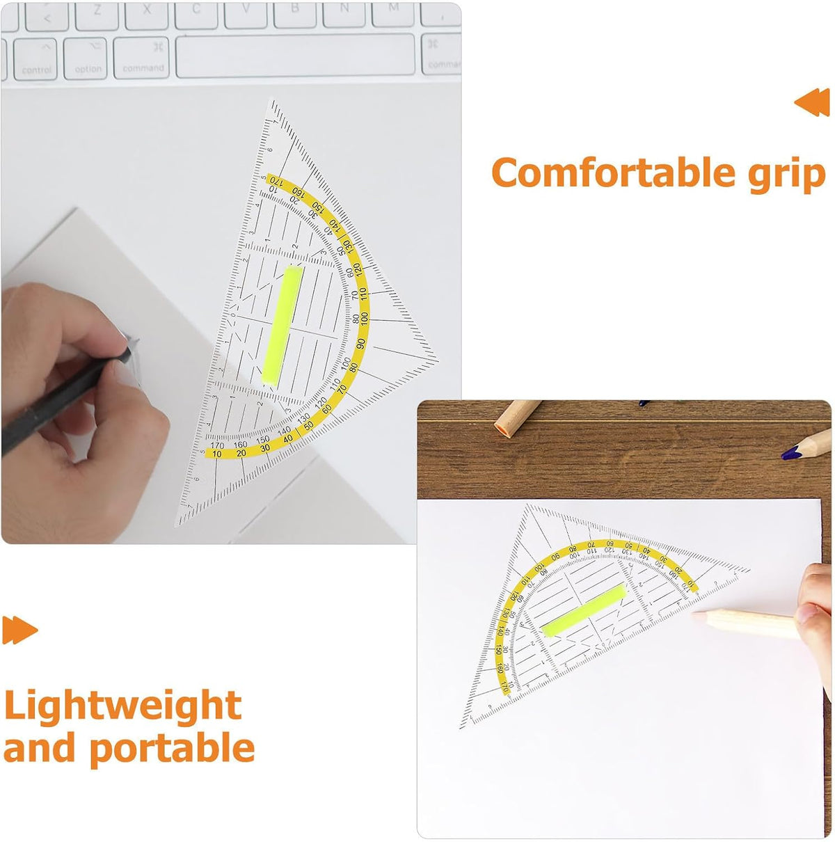 10pcs Plastic Triangle Protractor Set with Handle