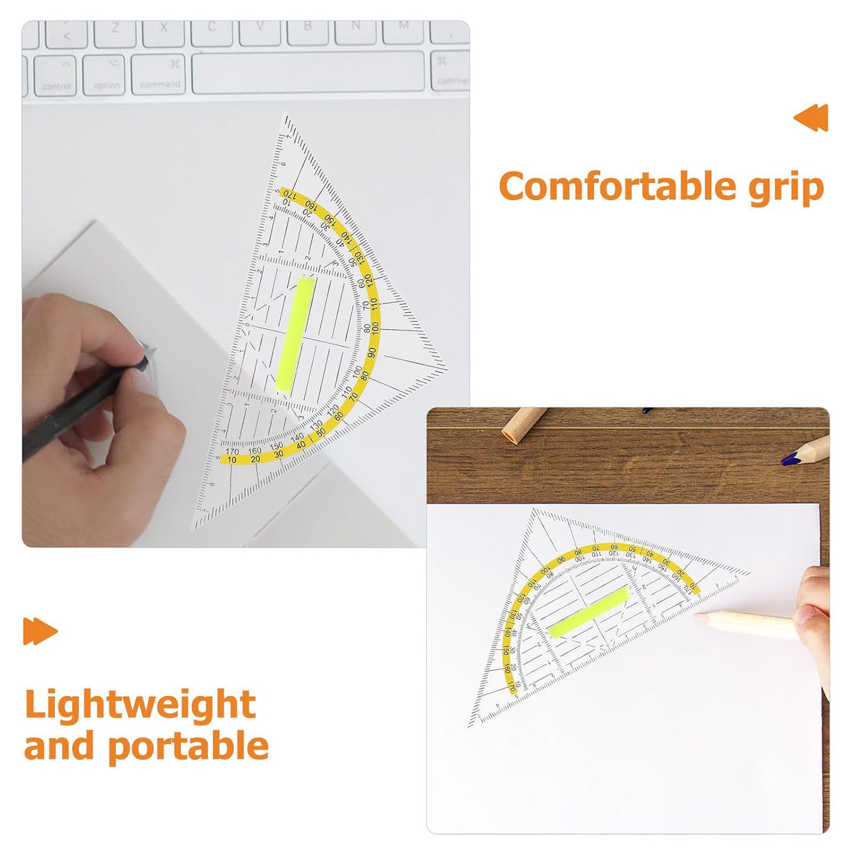 10pcs Plastic Triangle Ruler with Handle, Geometry Set for School