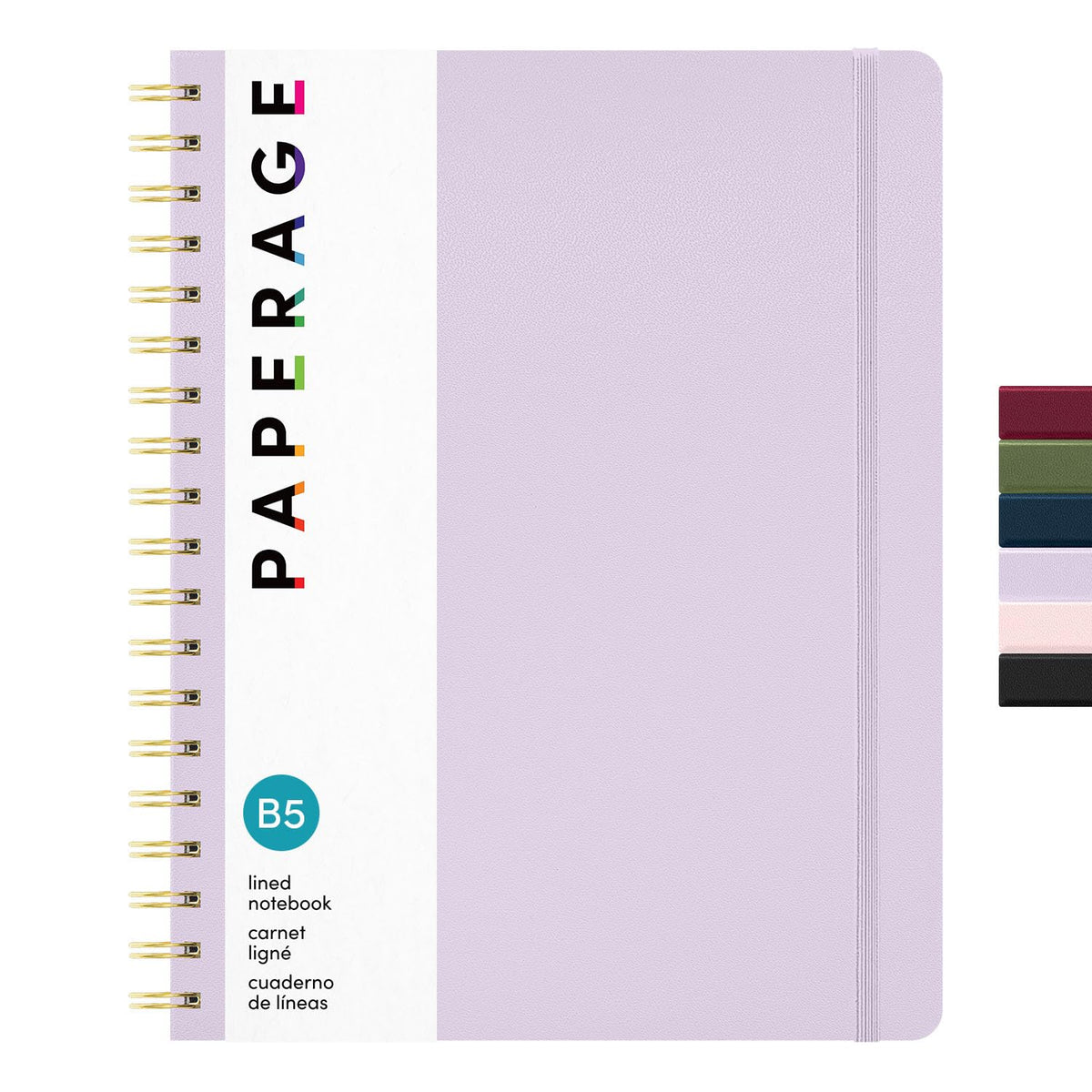 PAPERAGE Lined Spiral Journal Notebook, (Burgundy, Navy, Olive Green), 3 Pack, 160 Pages, Medium 5.5 inches x 8 inches - 100 GSM Thick Paper, Hardcover, Double-Wire Spiral Journal & Notebook