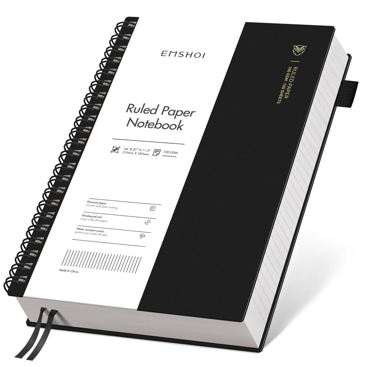 EMSHOI Lined Spiral Journal Notebook, 300 Pages, A5 Size (5.7'' x 8.2'')