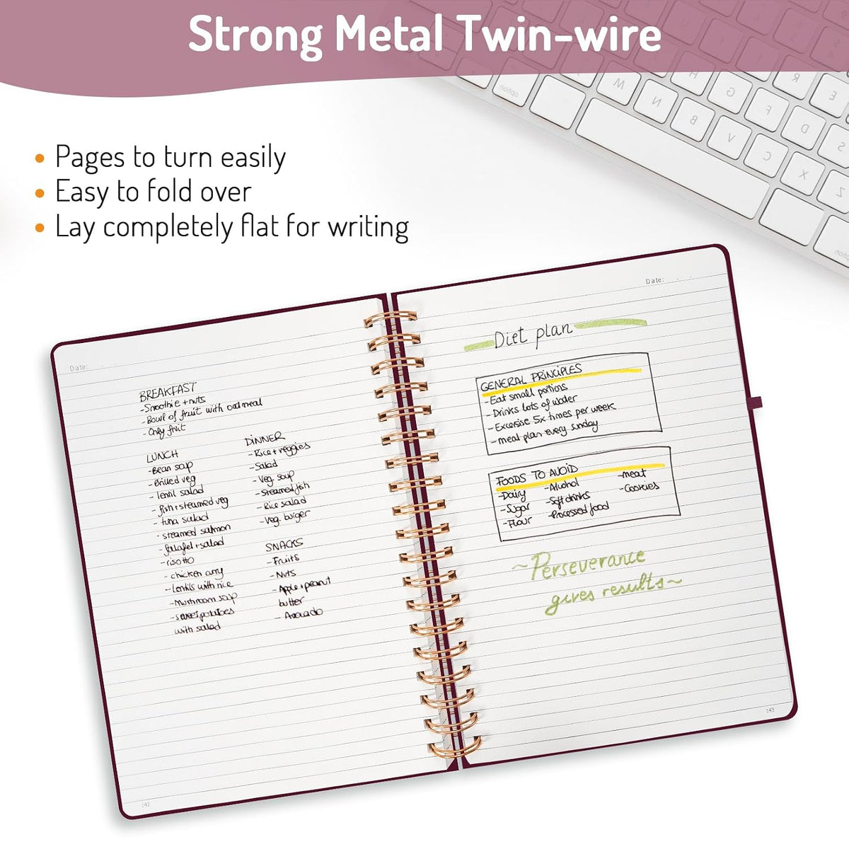 Forvencer Lined Spiral Journal Notebook with 300 Numbered Pages, B5